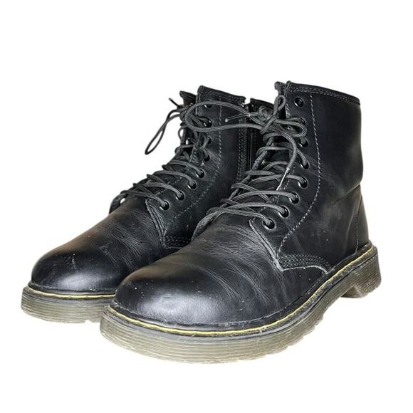 Doc Dr. Martens Delaney Leather Combat Boots Side Zip M4 W5 Black - Picture 2 of 6